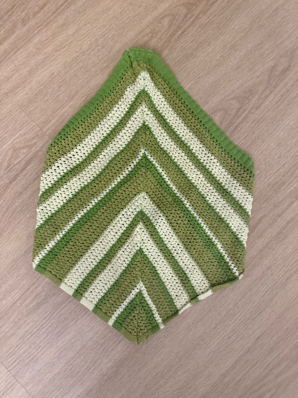 Crochet Halter Top in Green and Cream - Sleeveless Women’s Knit Top